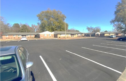 A freshly paved parking lot.
