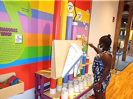 Summer Enrichment Camp participant checking out the Technology of Sound exhibit at the Imperial Centre for the Arts & Sciences in Rocky Mount